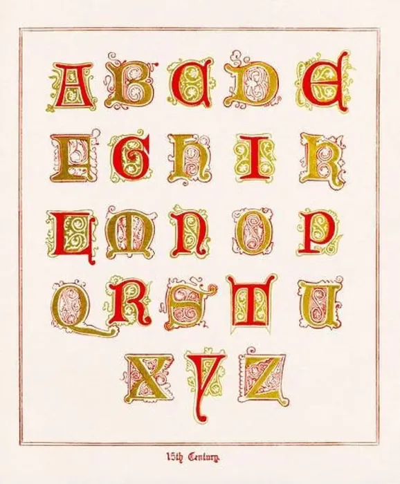 Framed Print : Medieval Alphabet initials Framed Print : Medieval Alphabet initials