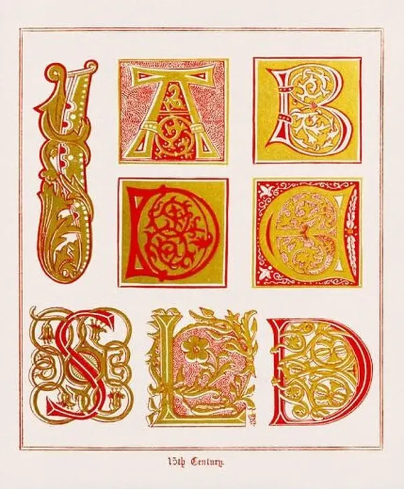 Framed Print : Medieval Alphabet initials Framed Print : Medieval Alphabet initials