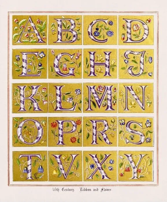 Framed Print : Medieval Alphabet initials Framed Print : Medieval Alphabet initials