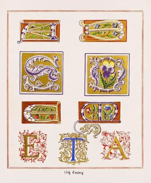 Framed Print : Medieval Alphabet initials Framed Print : Medieval Alphabet initials