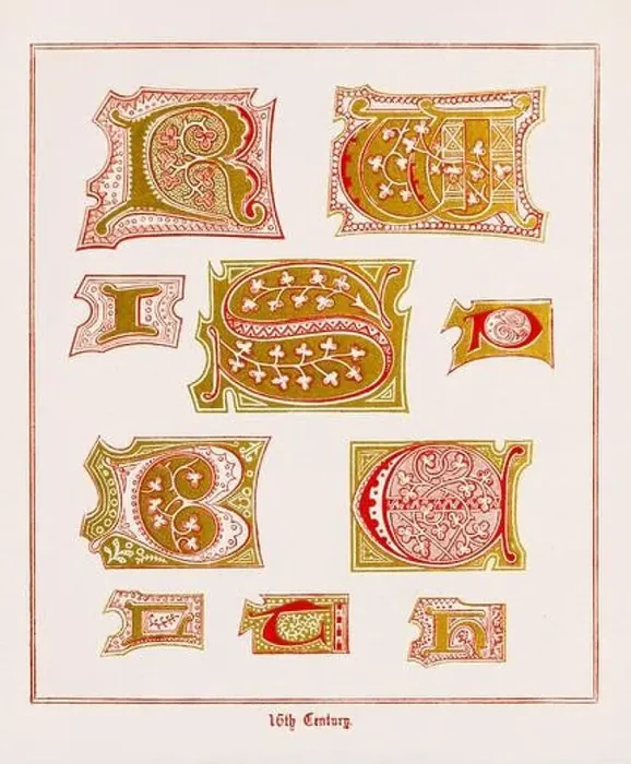 Framed Print : Medieval Alphabet initials Framed Print : Medieval Alphabet initials