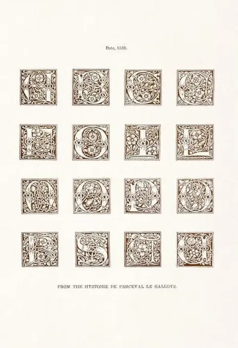 Framed Print : Medieval Alphabet initials Framed Print : Medieval Alphabet initials