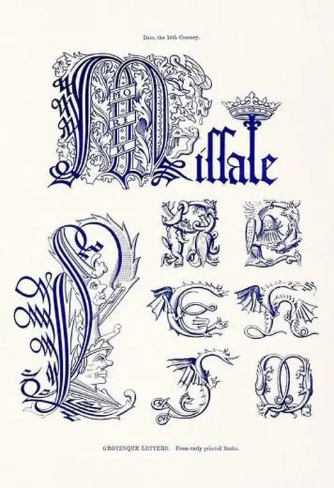 Framed Print : Medieval Alphabet initials Framed Print : Medieval Alphabet initials