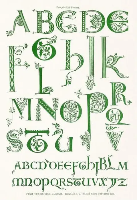 Framed Print : Medieval Alphabet initials Framed Print : Medieval Alphabet initials