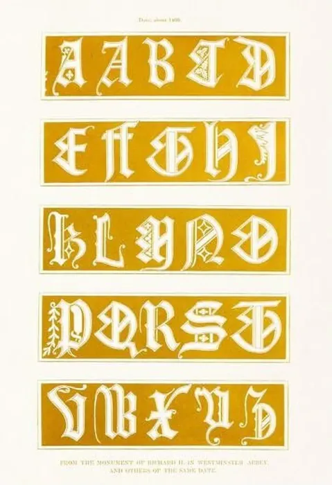 Framed Print : Medieval Alphabet initials Framed Print : Medieval Alphabet initials