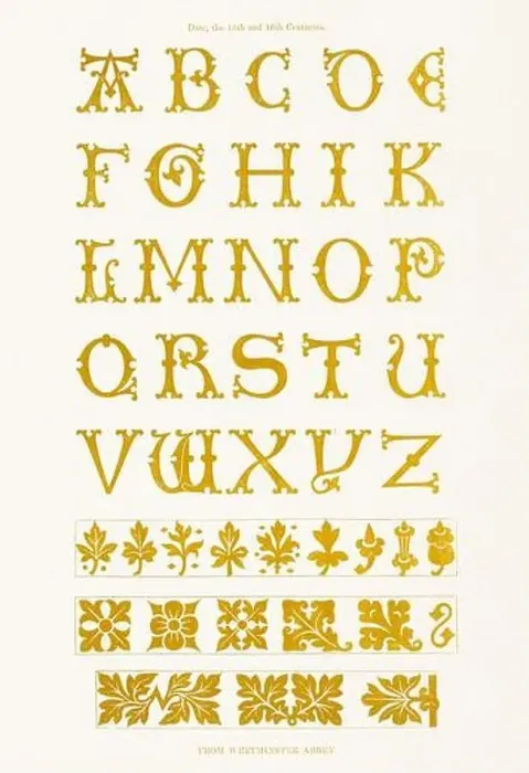 Framed Print : Medieval Alphabet initials Framed Print : Medieval Alphabet initials