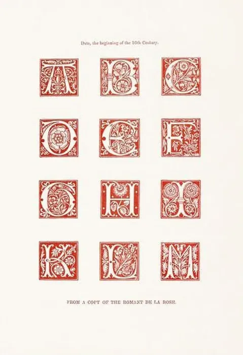 Framed Print : Medieval Alphabet initials Framed Print : Medieval Alphabet initials