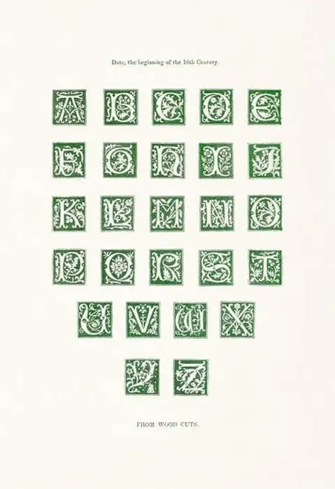 Framed Print : Medieval Alphabet initials Framed Print : Medieval Alphabet initials