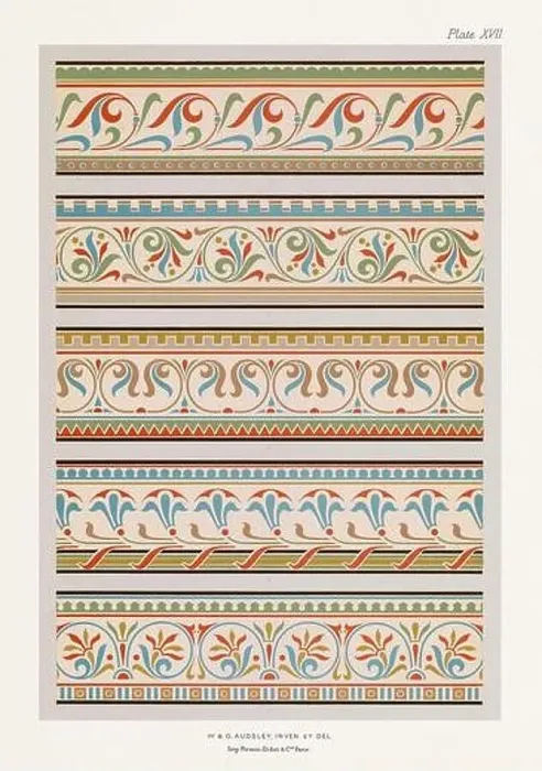 Framed Print : Medieval bands and borders in rich colors Framed Print : Medieval bands and borders in rich colors