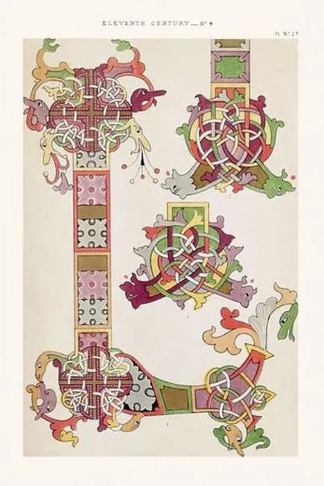 Framed Print : Medieval borders and ornaments in the style of illuminated art Framed Print : Medieval borders and ornaments in the style of illuminated art