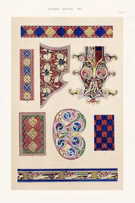 Framed Print : Medieval borders and ornaments in the style of illuminated art Framed Print : Medieval borders and ornaments in the style of illuminated art