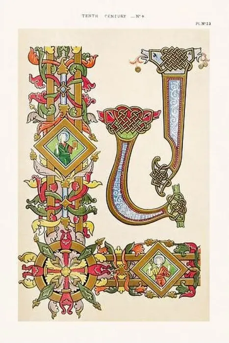 Framed Print : Medieval borders and ornaments in the style of illuminated art Framed Print : Medieval borders and ornaments in the style of illuminated art