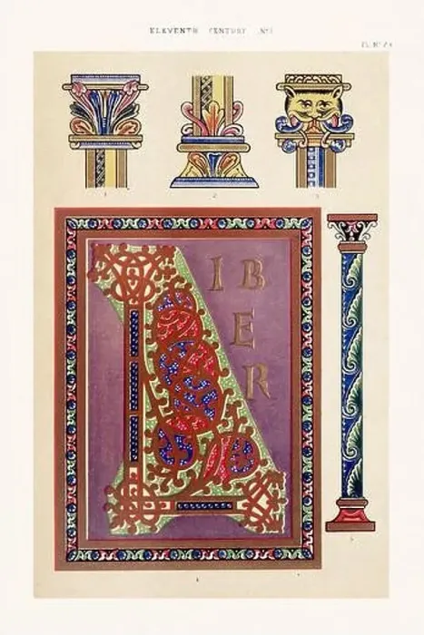 Framed Print : Medieval borders and ornaments in the style of illuminated art Framed Print : Medieval borders and ornaments in the style of illuminated art