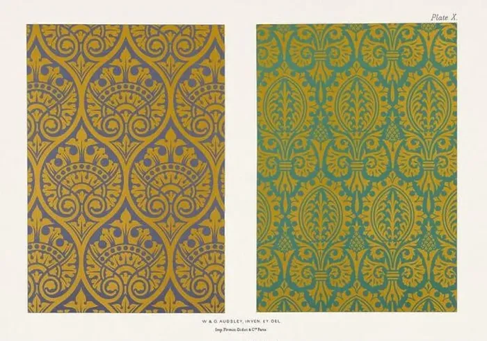 Framed Print : Medieval Floral Pattern. Brocade patterns in gold upon dark grounds Framed Print : Medieval Floral Pattern. Brocade patterns in gold upon dark grounds