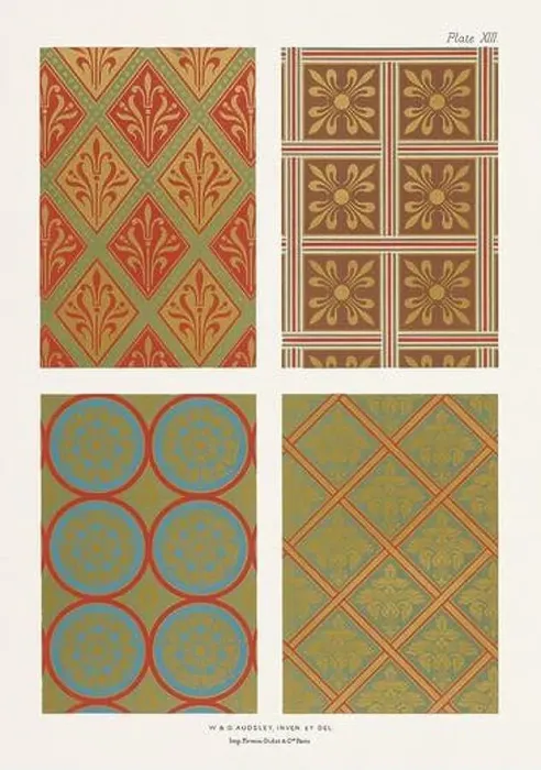 Framed Print : Medieval floral patterns in gold on rich coloured grounds Framed Print : Medieval floral patterns in gold on rich coloured grounds