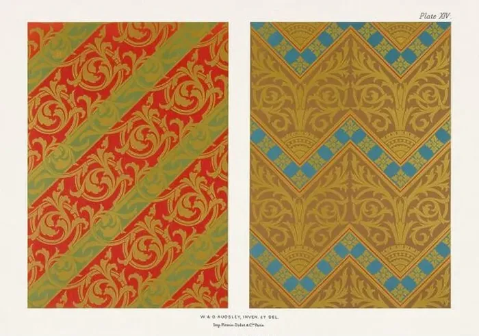 Framed Print : Medieval floral patterns in gold on rich coloured grounds Framed Print : Medieval floral patterns in gold on rich coloured grounds