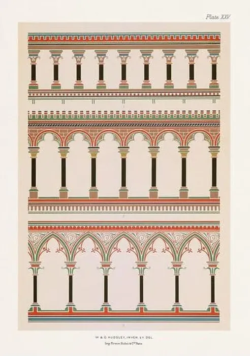 Framed Print : Medieval ornaments. Colonnade and Arcades Framed Print : Medieval ornaments. Colonnade and Arcades