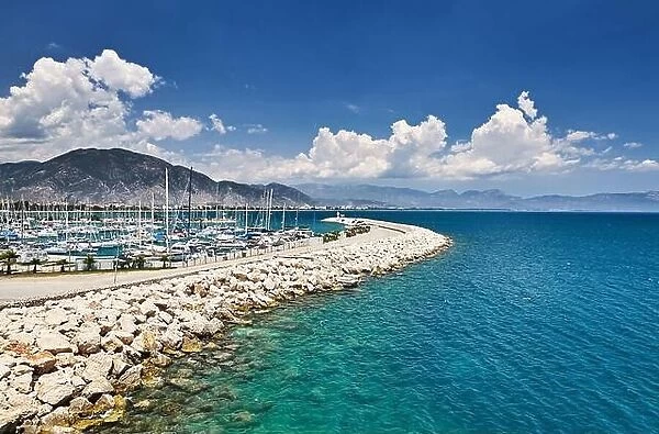 Mediterranean Coast of Turkey, turquoise sea and blue sky
