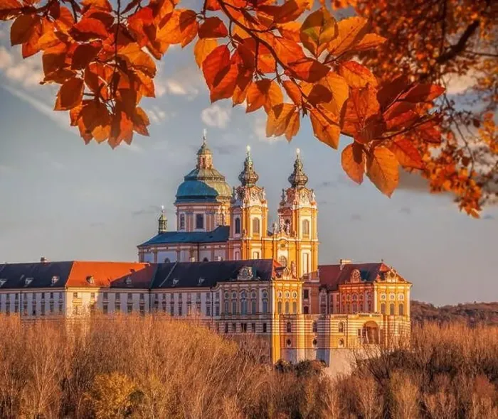 Framed Print : Melk abbey during autumn in Wachau valley, Melk, Austria, UNESCO Framed Print : Melk abbey during autumn in Wachau valley, Melk, Austria, UNESCO