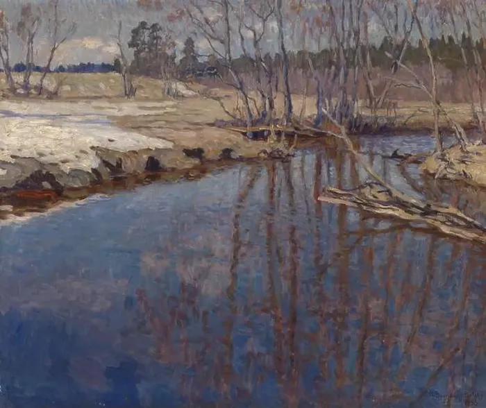Framed Print : Meltwater. Museum: PRIVATE COLLECTION. Author: Bogdanov-Belsky, Nikolai Petrovich Framed Print : Meltwater. Museum: PRIVATE COLLECTION. Author: Bogdanov-Belsky, Nikolai Petrovich