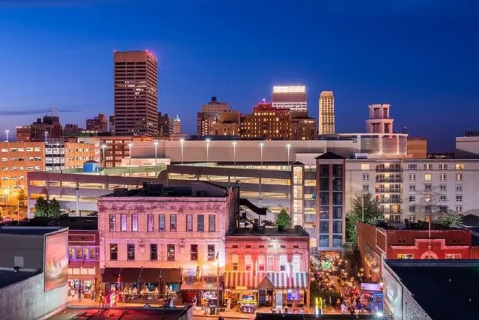 Framed Print : Memphis, Tennessee, USA downtown skyline near Beale Street at night Framed Print : Memphis, Tennessee, USA downtown skyline near Beale Street at night