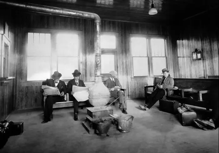 Framed Print : Men wait for their Illinois Central train in the Grand Junction Tennessee train station, ca. 1924 Framed Print : Men wait for their Illinois Central train in the Grand Junction Tennessee train station, ca. 1924