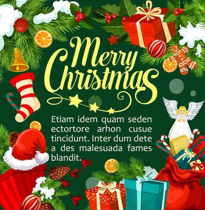 Framed Print : Merry Christmas greeting card design template of congratulations and Xmas ornament decorations Framed Print : Merry Christmas greeting card design template of congratulations and Xmas ornament decorations