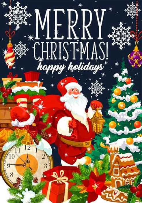 Framed Print : Merry Christmas greeting card of Santa Framed Print : Merry Christmas greeting card of Santa