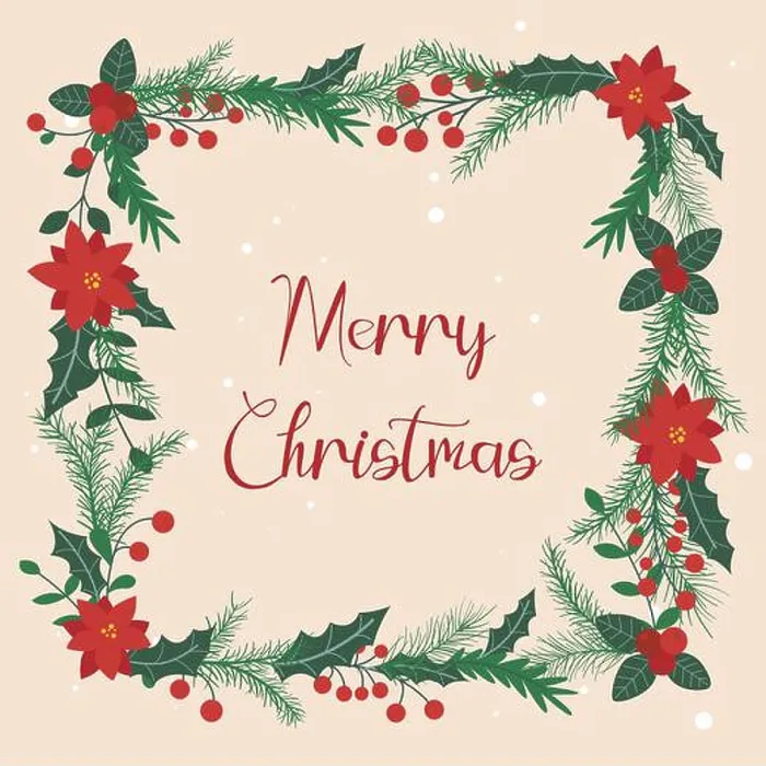 Framed Print : Merry Christmas square frame with berries Framed Print : Merry Christmas square frame with berries