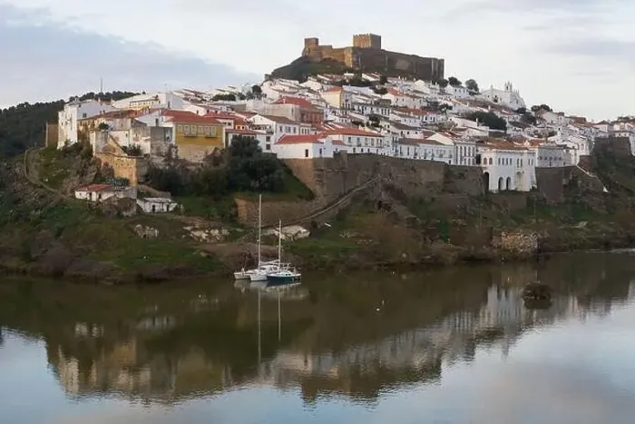 Framed Print : Mertola city view at sunset with Guadiana river in Alentejo, Portugal Framed Print : Mertola city view at sunset with Guadiana river in Alentejo, Portugal