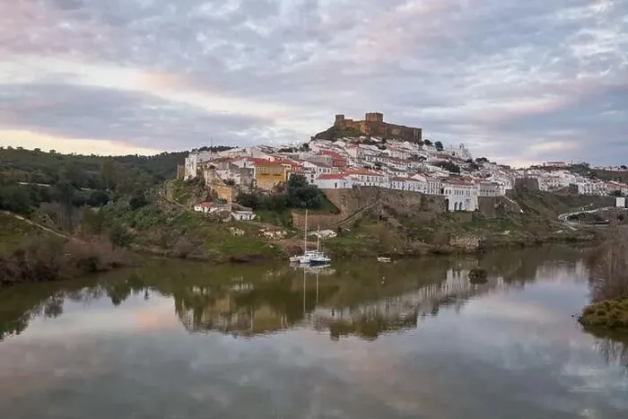 Framed Print : Mertola city view at sunset with Guadiana river in Alentejo, Portugal Framed Print : Mertola city view at sunset with Guadiana river in Alentejo, Portugal