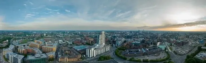Framed Print : A mesmerizing view of Leeds city skyline illuminated at night