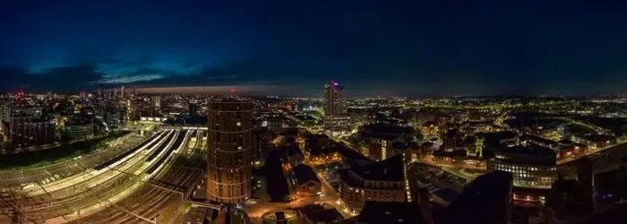 Framed Print : A mesmerizing view of Leeds city skyline illuminated at night Framed Print : A mesmerizing view of Leeds city skyline illuminated at night