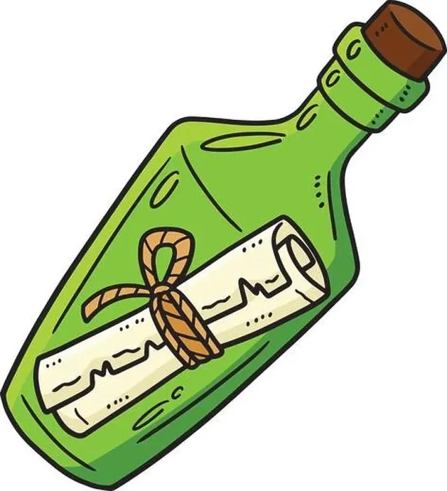 Framed Print : Message in a Bottle Cartoon Colored Clipart Framed Print : Message in a Bottle Cartoon Colored Clipart