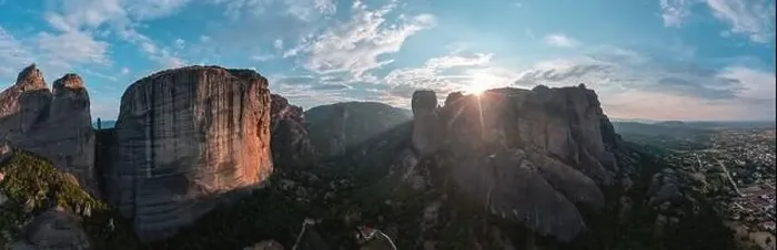 Framed Print : Meteora Greece rock formations at sunrise panorama. Monasteries built on top of rocks. UNESCO Heritage, Europe Framed Print : Meteora Greece rock formations at sunrise panorama. Monasteries built on top of rocks. UNESCO Heritage, Europe