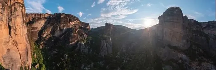 Framed Print : Meteora Greece rock formations at sunrise panorama. Monasteries built on top of rocks. UNESCO Heritage, Europe Framed Print : Meteora Greece rock formations at sunrise panorama. Monasteries built on top of rocks. UNESCO Heritage, Europe