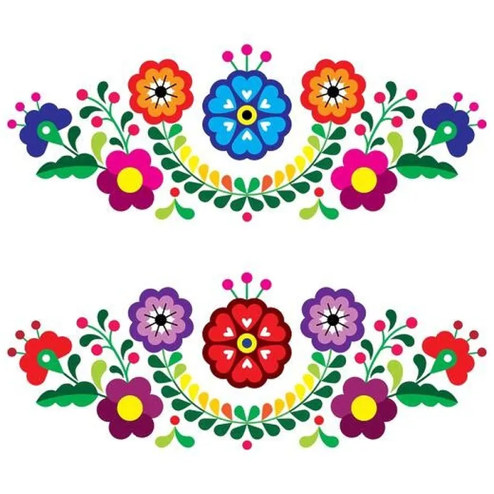 Framed Print : Mexican folk art style vector floral pattern long horizontal oriented, designs inspired by traditional embroidery from Mexico Framed Print : Mexican folk art style vector floral pattern long horizontal oriented, designs inspired by traditional embroidery from Mexico