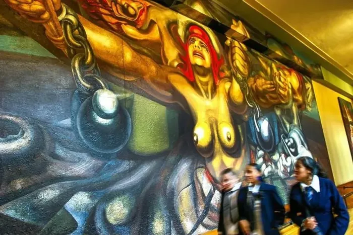Framed Print : Mexico, Mexico City. Palacio de Bellas Artes: Mural La Nueva Democracia ( 1945 ) by David Alfaro Siqueiros Framed Print : Mexico, Mexico City. Palacio de Bellas Artes: Mural La Nueva Democracia ( 1945 ) by David Alfaro Siqueiros