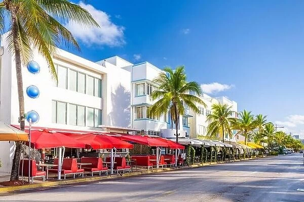 Miami Beach, Florida, USA cityscape on Ocean Drive in the morning