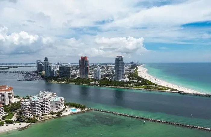 Framed Print : Miami cityscapes. Skyline of Miami Beach from top Framed Print : Miami cityscapes. Skyline of Miami Beach from top