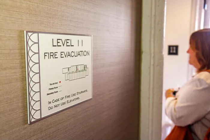 Framed Print : Miami Florida, Coral Gables, Hyatt Regency hotel sign fire evacuation map directions Framed Print : Miami Florida, Coral Gables, Hyatt Regency hotel sign fire evacuation map directions