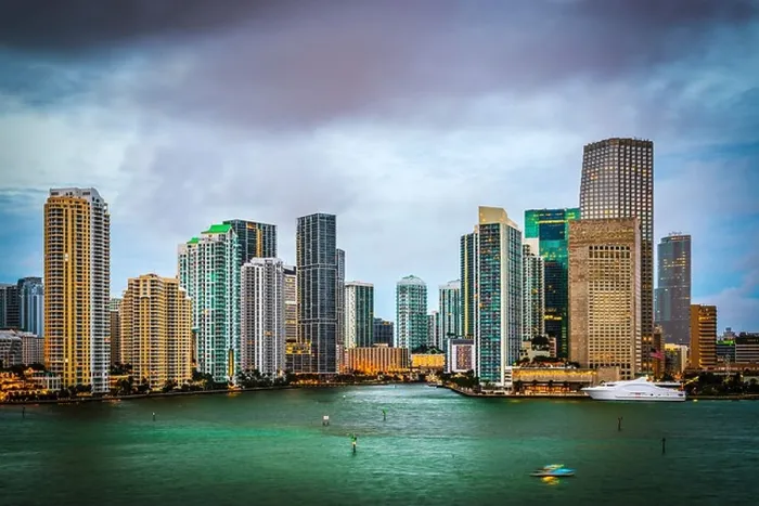 Framed Print : Miami, Florida skyline at Biscayne Bay Framed Print : Miami, Florida skyline at Biscayne Bay