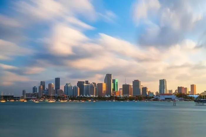 Framed Print : Miami, Florida, USA downtown city skyline on Biscayne Bay at twilight Framed Print : Miami, Florida, USA downtown city skyline on Biscayne Bay at twilight
