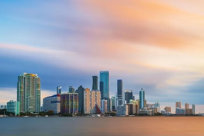 Framed Print : Miami, Florida, USA downtown city skyline on Biscayne Bay at twilight Framed Print : Miami, Florida, USA downtown city skyline on Biscayne Bay at twilight