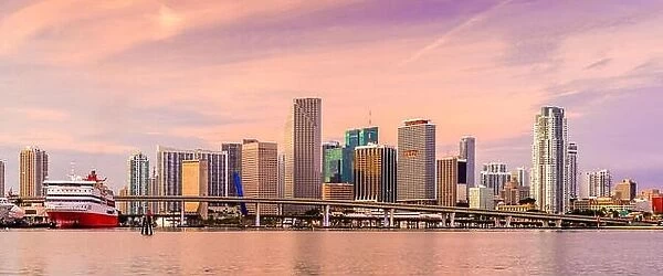 Miami, Florida, USA downtown cityscape on the bay