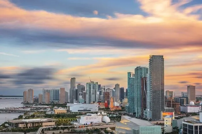 Framed Print : Miami, Florida, USA downtown cityscape at dusk Framed Print : Miami, Florida, USA downtown cityscape at dusk