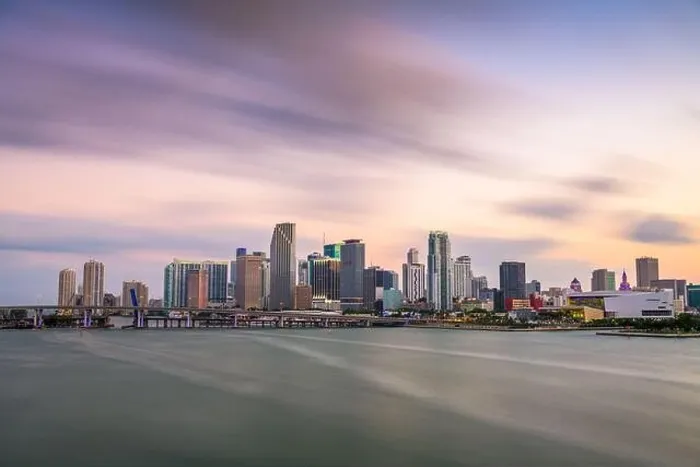 Framed Print : Miami, Florida, USA downtown skyline from across the Biscayne Bay at twilight Framed Print : Miami, Florida, USA downtown skyline from across the Biscayne Bay at twilight