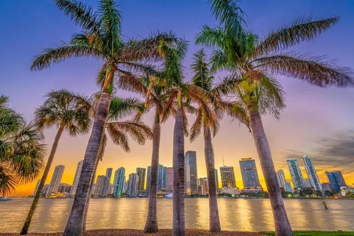 Framed Print : Miami, Florida, USA skyline on Bisayne Bay at dusk Framed Print : Miami, Florida, USA skyline on Bisayne Bay at dusk