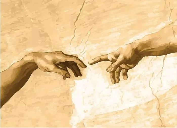 Framed Print : Michaelangelos renaissance painting creation of Adam fingers hands closeup vector Framed Print : Michaelangelos renaissance painting creation of Adam fingers hands closeup vector