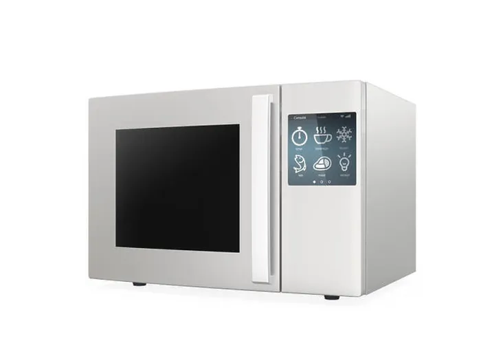 Framed Print : Microwave oven with touch screen isolated on white background Framed Print : Microwave oven with touch screen isolated on white background